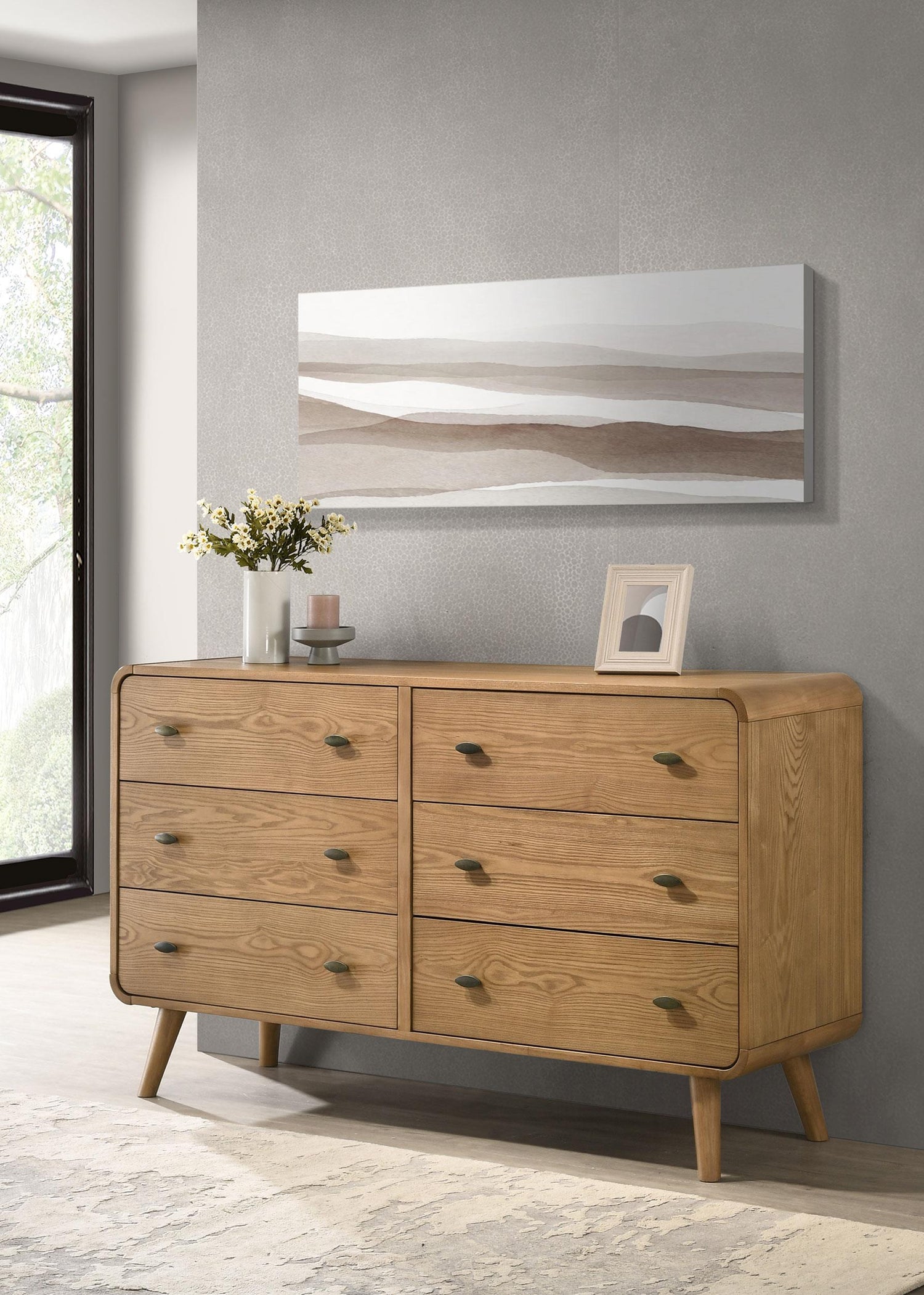 Robyn 6-drawer Dresser with Mirror Light Ash - 225093