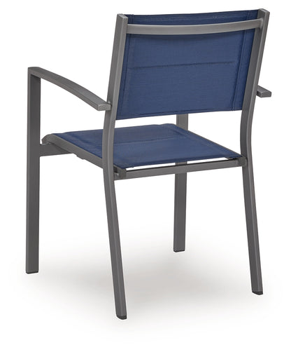Rocky Creek Blue/Gray Outdoor Sling Arm Chair (Set of 4) - PCP326-601A