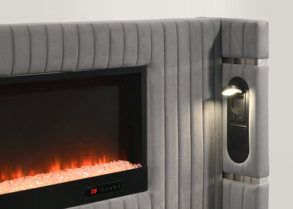 Romance2 Gray Platform Bed - Queen, King *Queen - ROMANCE2 GRAY Queen