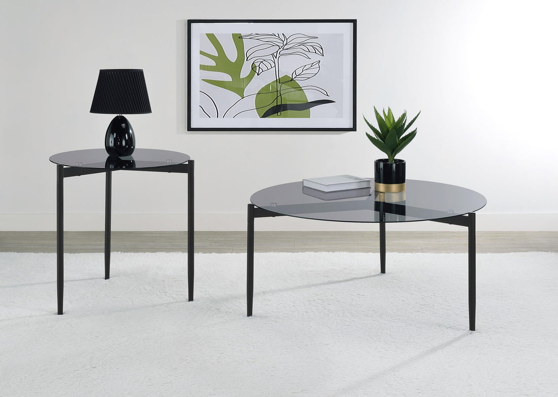Rosalie 2-piece Round Coffee and End Table Set Grey - 710168-S2
