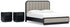 Rowanbeck California King Upholstered Panel Bed with 2 Nightstands in Gray/Black from Ashley - Luna Furniture