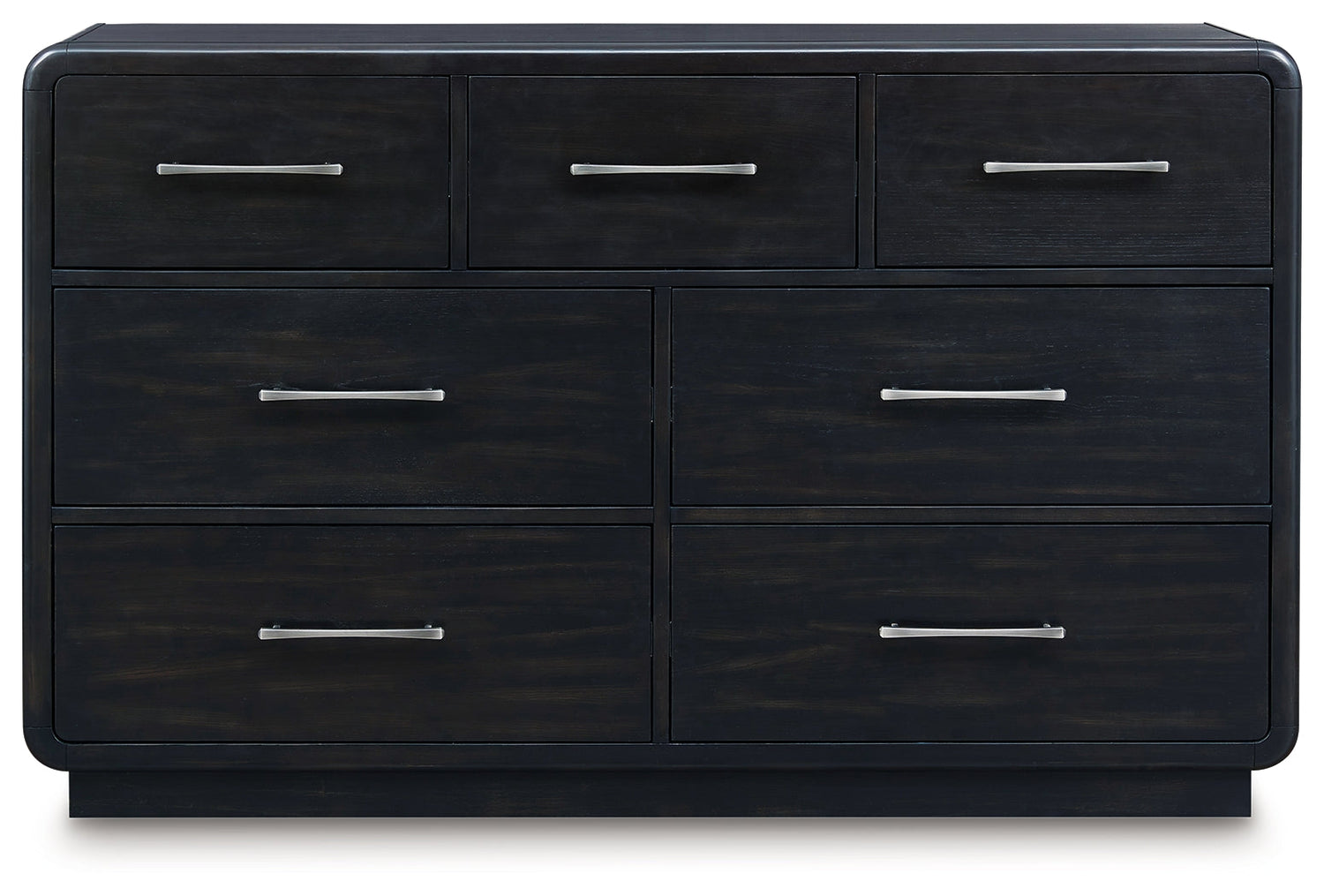 Rowanbeck California King Upholstered Panel Bed with Dresser and 2 Nightstands in Gray/Black from Ashley - Luna Furniture