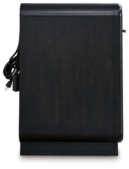 Rowanbeck California King Upholstered Panel Bed with Dresser and 2 Nightstands in Gray/Black from Ashley - Luna Furniture
