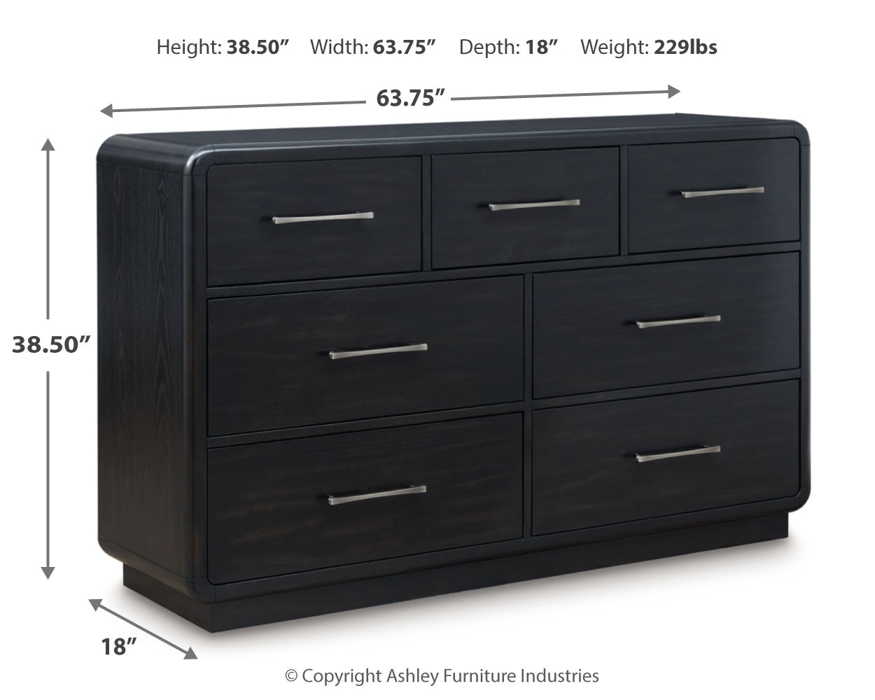 Rowanbeck California King Upholstered Panel Bed with Dresser and 2 Nightstands in Gray/Black from Ashley - Luna Furniture