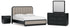 Rowanbeck California King Upholstered Panel Bed with Mirrored Dresser and Nightstand in Gray/Black from Ashley - Luna Furniture