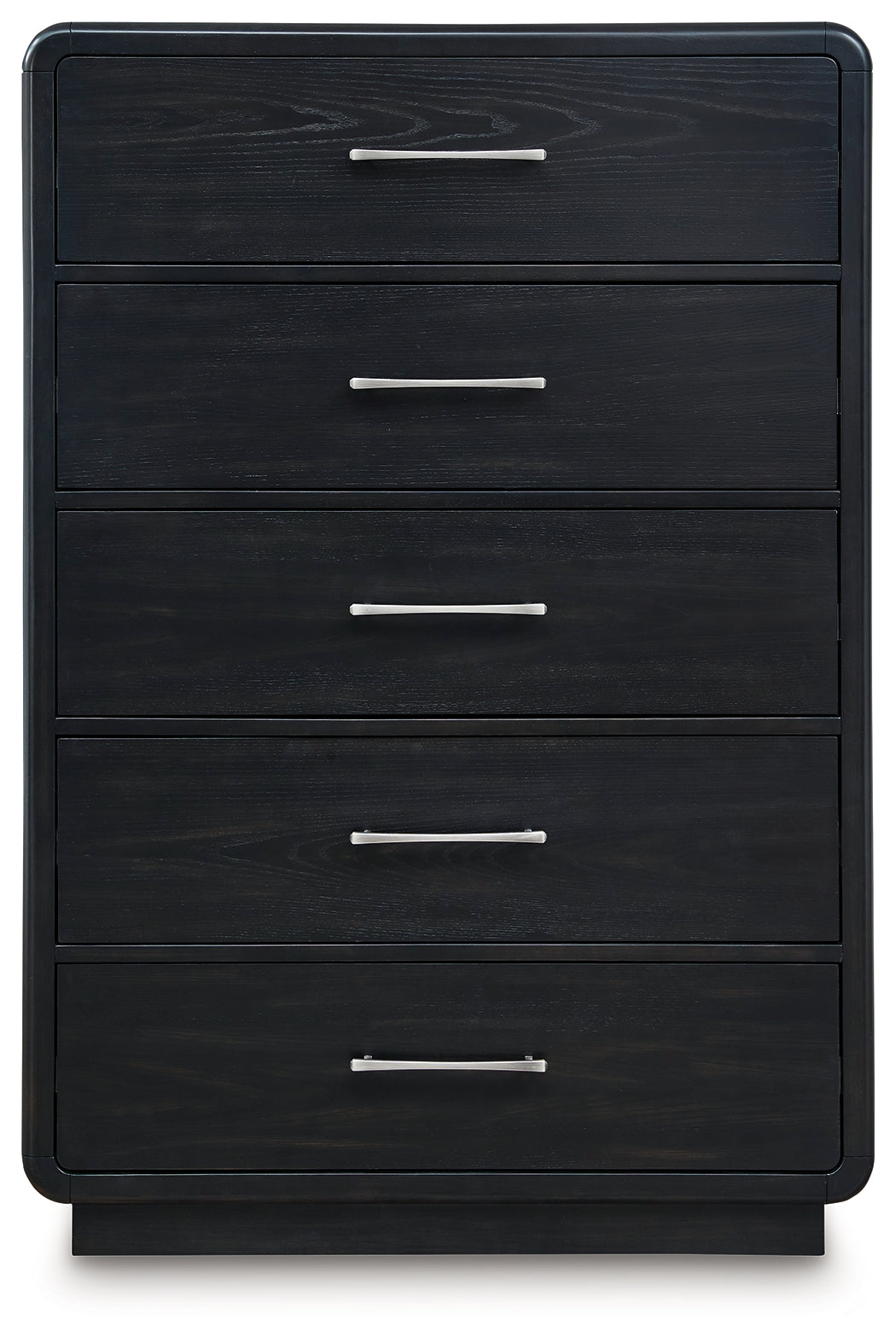 Rowanbeck King Upholstered Panel Bed with Mirrored Dresser, Chest and 2 Nightstands in Gray/Black from Ashley - Luna Furniture