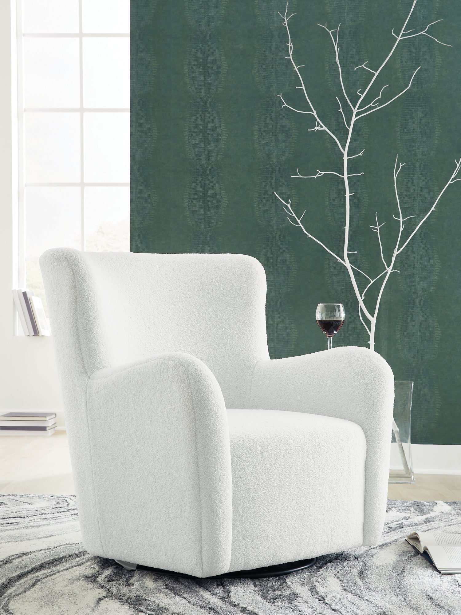 Rowenburg Cream Swivel Glider Accent Chair - A3000797