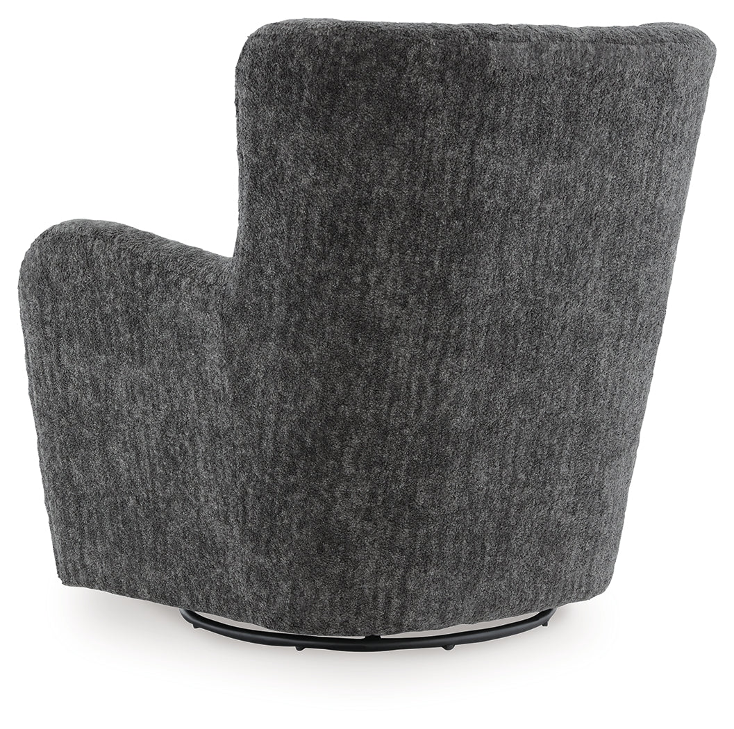 Rowenburg Heather Charcoal Swivel Glider Accent Chair - A3000796