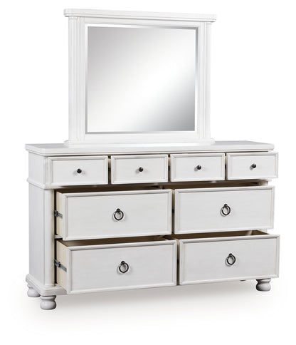 Rowlenstown Antique White Dresser and Mirror - PCB823B1