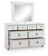 Rowlenstown Antique White Dresser and Mirror - PCB823B1