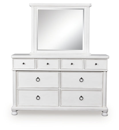 Rowlenstown Antique White Dresser and Mirror - PCB823B1