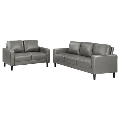 Ruth Gray 2-Piece Upholstered Track Arm Faux Leather Sofa Set from Coaster - Luna Furniture