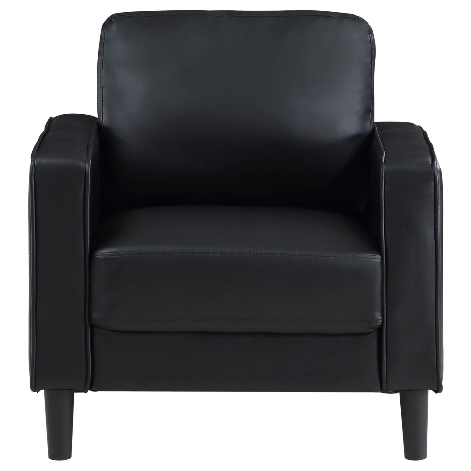 Ruth Black 3-Piece Upholstered Track Arm Faux Leather Sofa Set from Coaster - Luna Furniture