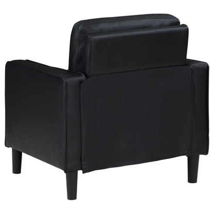 Ruth Black 3-Piece Upholstered Track Arm Faux Leather Sofa Set from Coaster - Luna Furniture