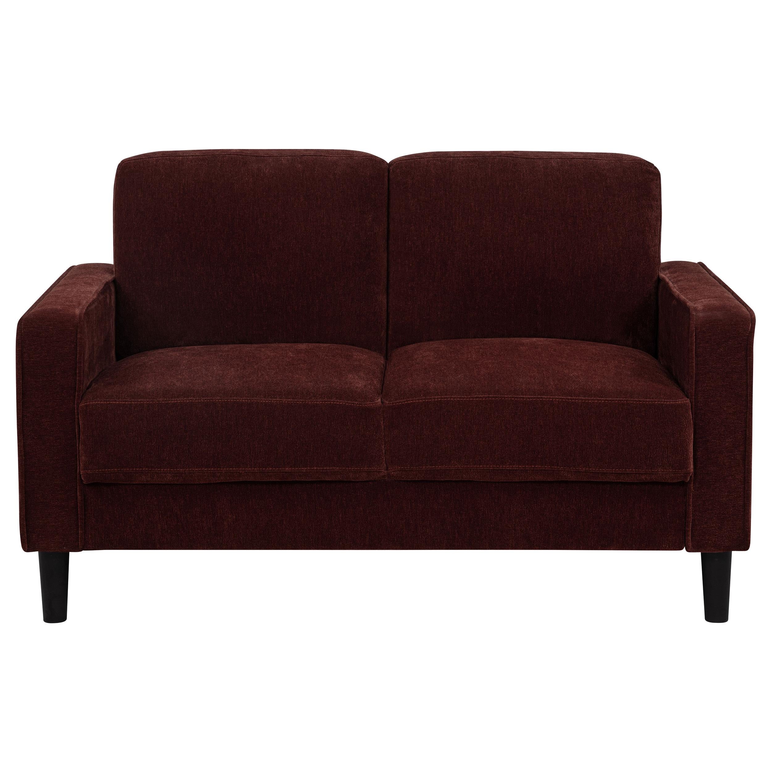 Ruth Fabric Upholstered Track Arm Loveseat Rust Red - 511212