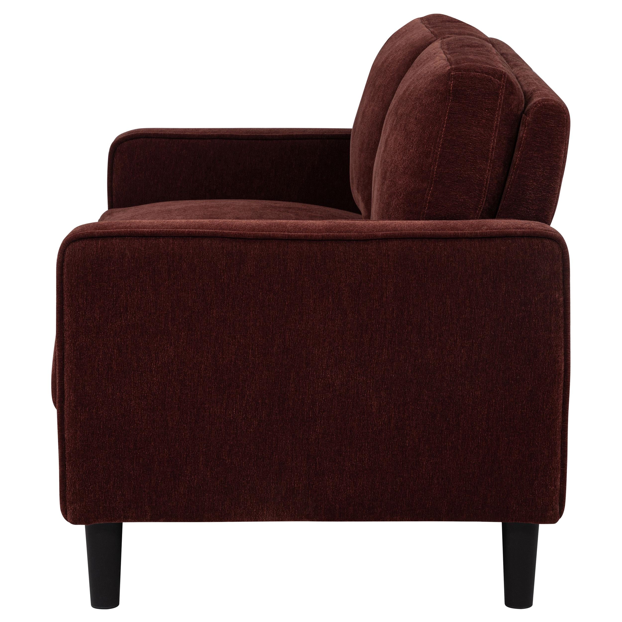 Ruth Fabric Upholstered Track Arm Loveseat Rust Red - 511212