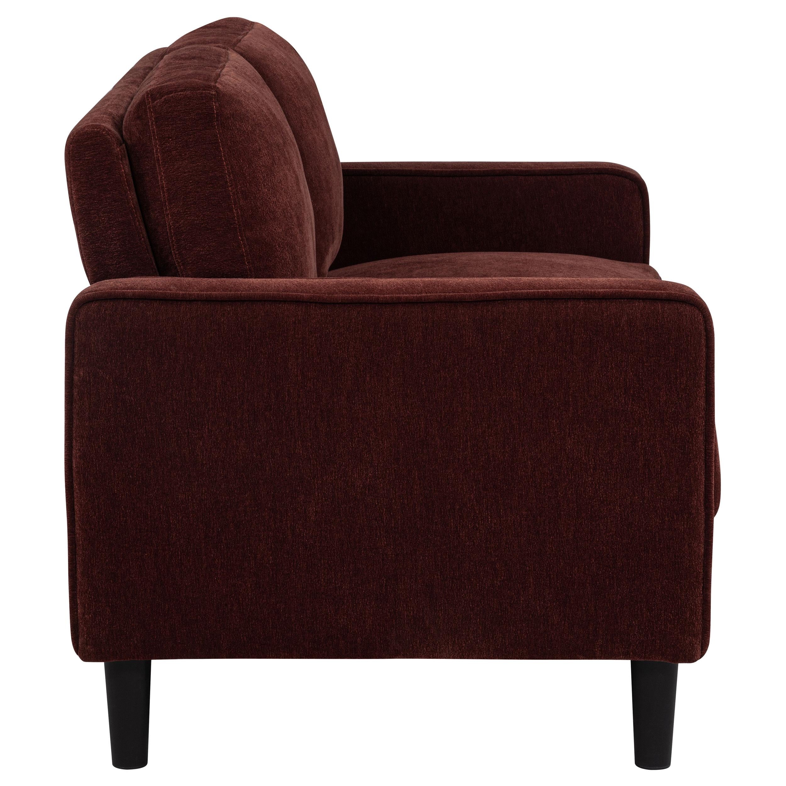 Ruth Fabric Upholstered Track Arm Loveseat Rust Red - 511212