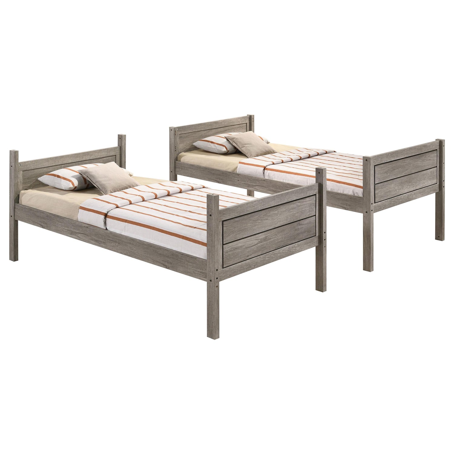 Ryder Wood Twin Over Twin Bunk Bed with Mattress Weathered Taupe - 400818-SM