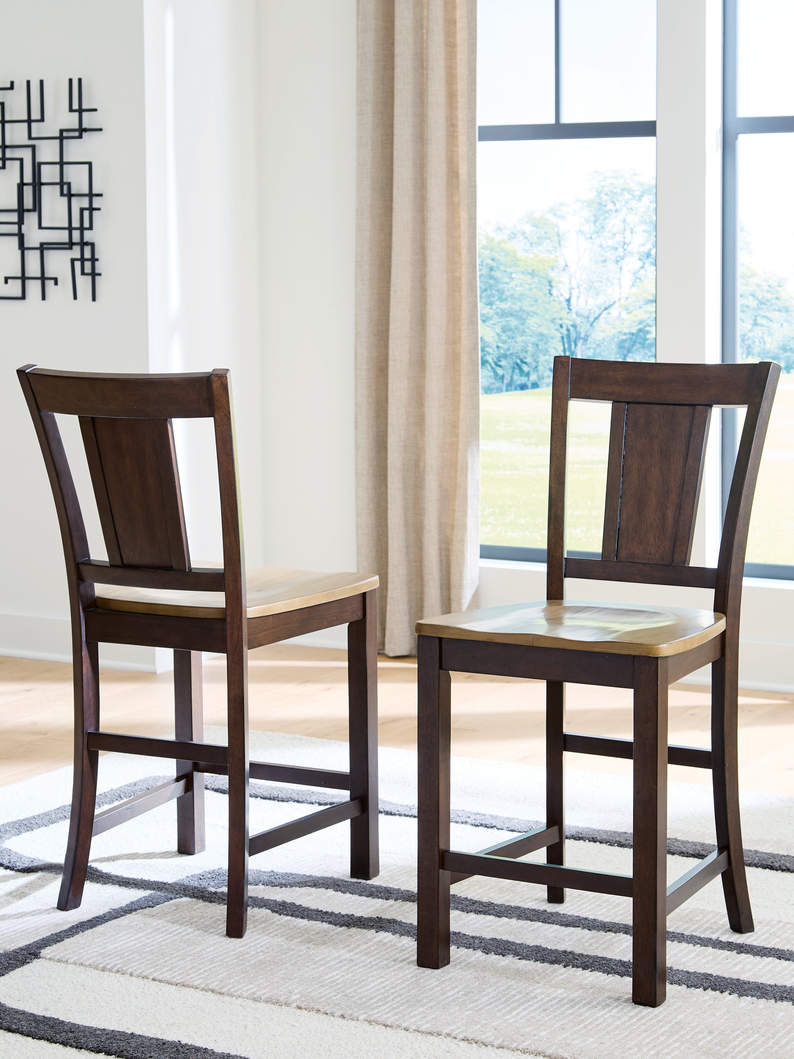 Rylandeen Light Brown/Dark Brown Counter Height Barstool, Set of 2 - PCD651-124