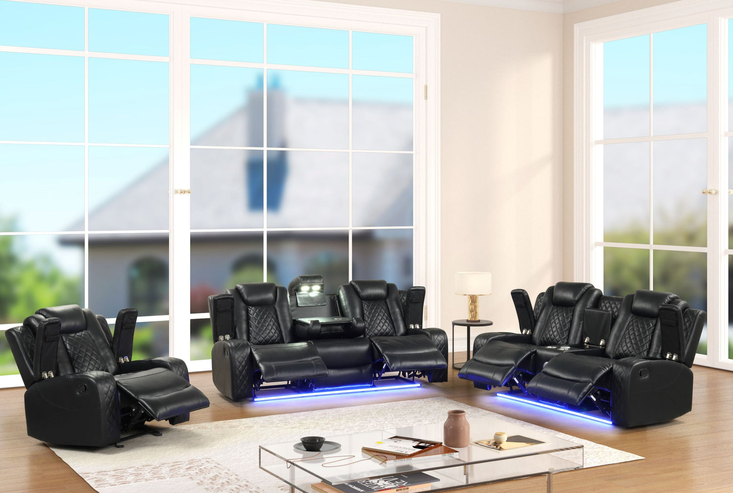 Luz Black 3-Piece Reclining Set