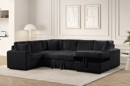 Forever Black Sectional With Pull-Out Bed