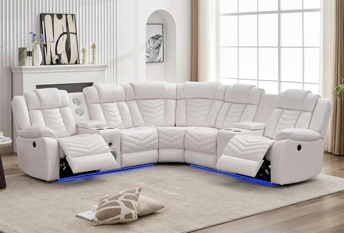 Ace White Reclining Sectional