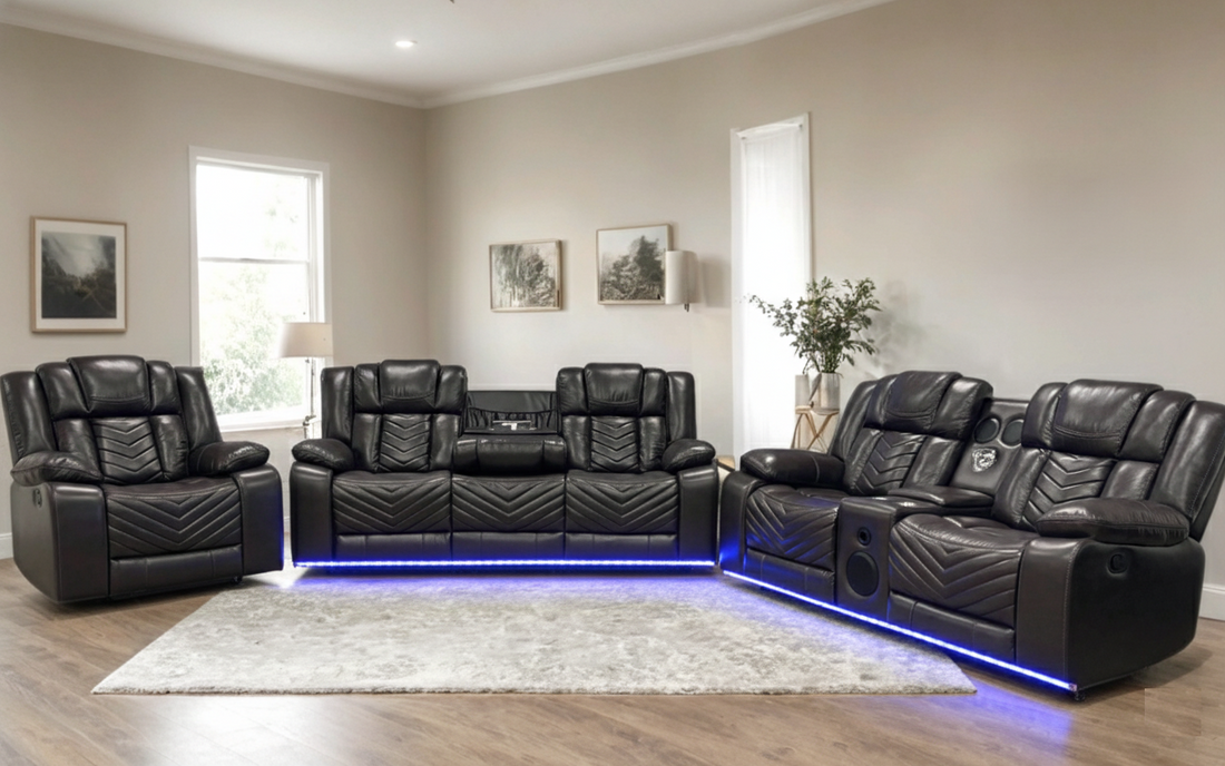 Ace Brown Leather 3-Piece Reclining Set