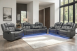 Ace Gray Leather 3PC Reclining Set