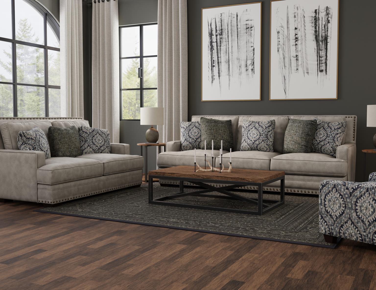 Corinthian Antelope Dove Sofa &amp; Loveseat