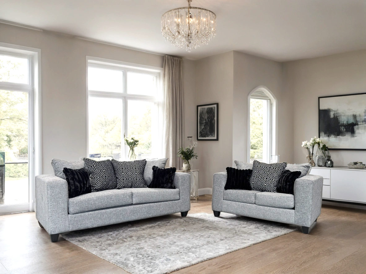 Monroe Gunmetal Sofa and Loveseat Set