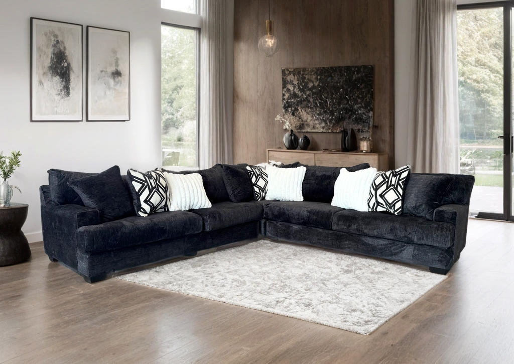 Elias Black Oversized Sectional