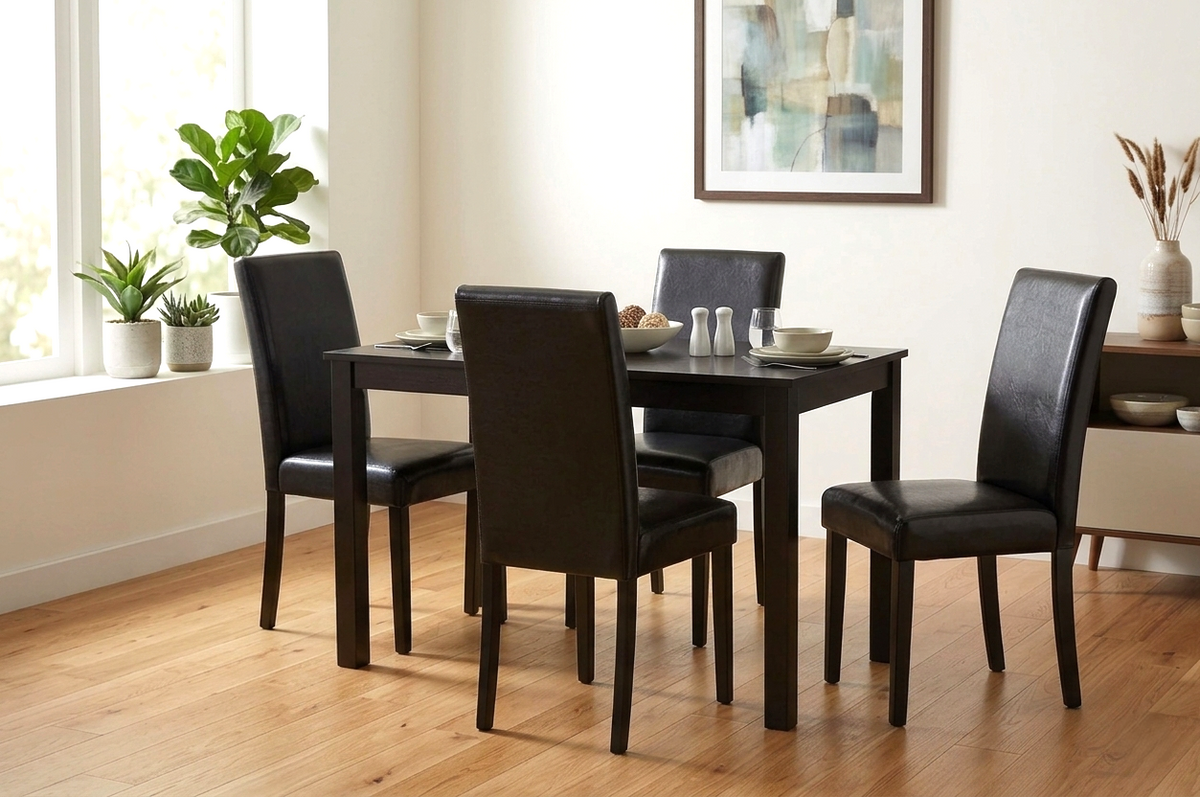 Reaya Black Dining Room Set (Table &amp; 4 Chairs)
