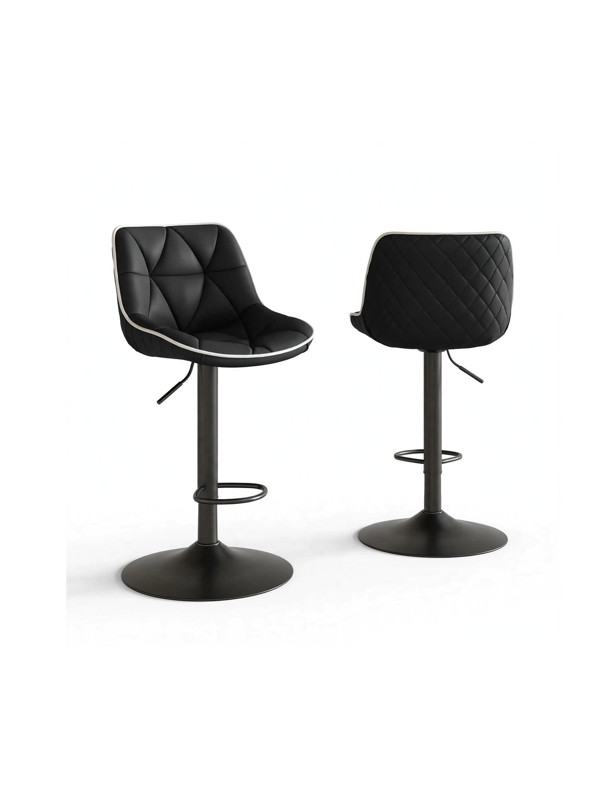 Foundry Black Faux Leather Adjustable Bar stool, Set of 2