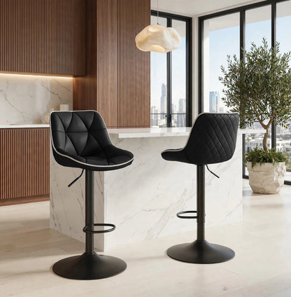 Foundry Black Faux Leather Adjustable Bar stool, Set of 2