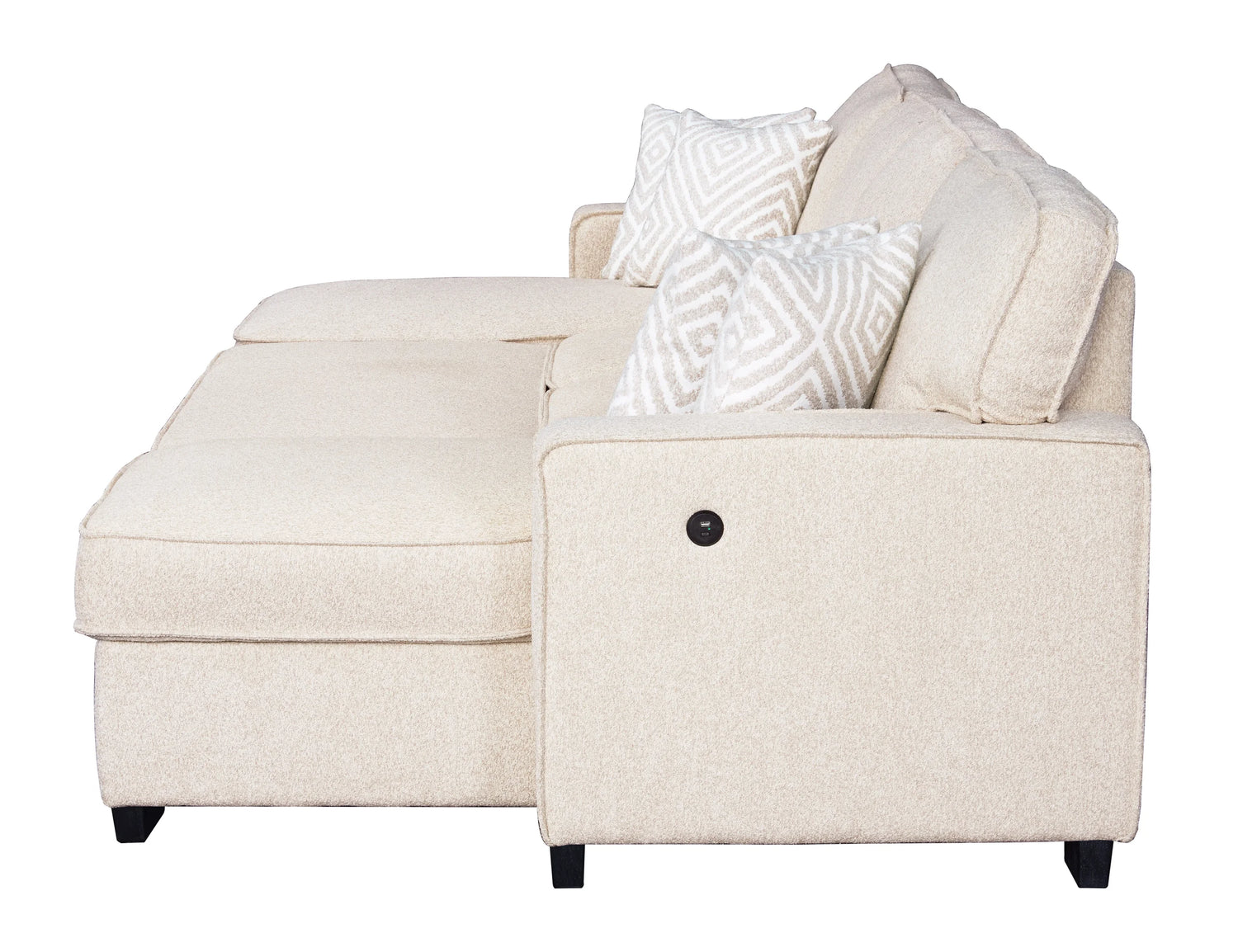 Sahara Beige - Double Storage Chaise Sectional w/ Drop Down Cupholders - SAHARA BEIGE