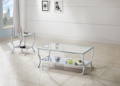 Saide 2-piece Glass Top Coffee and End Table Set Chrome - 720338-S2