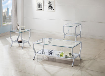 Saide 3-piece Glass Top Coffee and End Table Set Chrome - 720338-S3