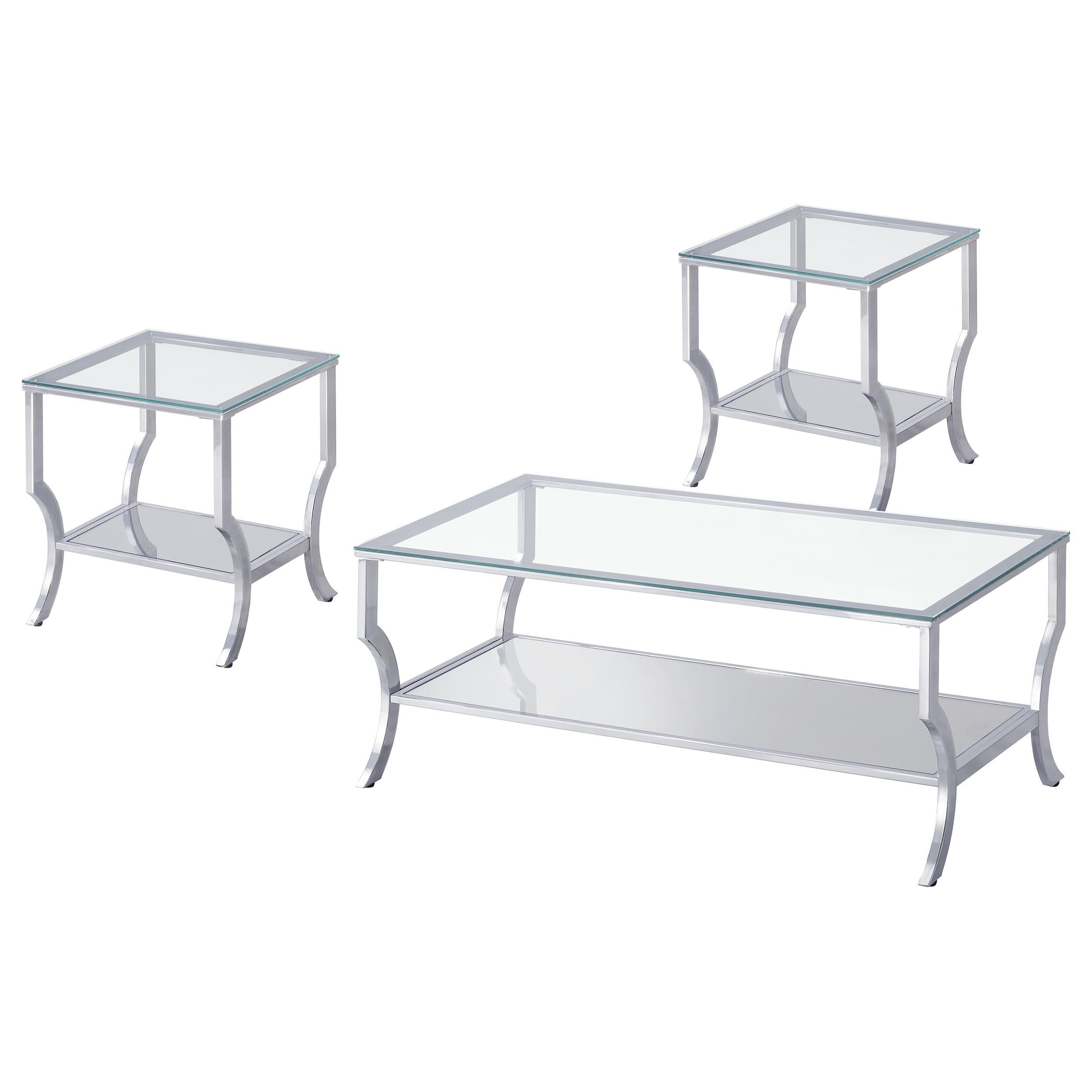 Saide 3-piece Glass Top Coffee and End Table Set Chrome - 720338-S3