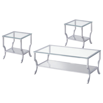 Saide 3-piece Glass Top Coffee and End Table Set Chrome - 720338-S3