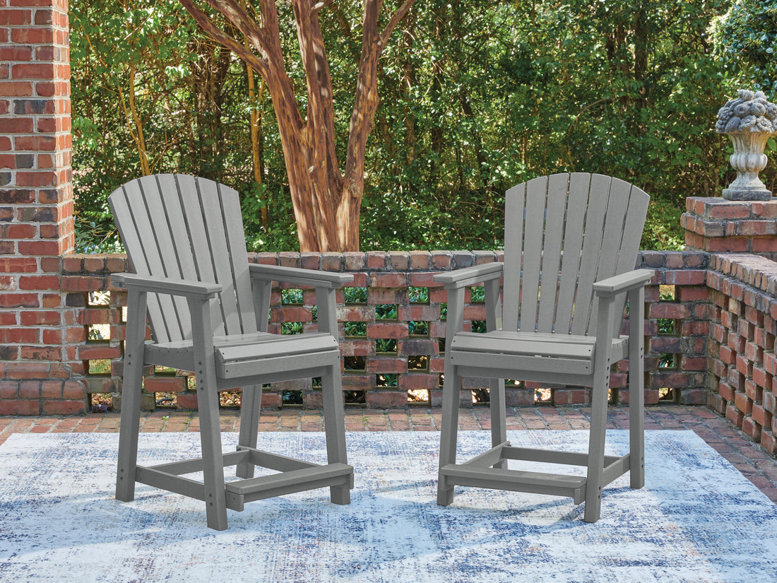 Sanctuary Beach Dark Gray Outdoor Counter Height Bar Stool (Set of 2) - PCP227-124