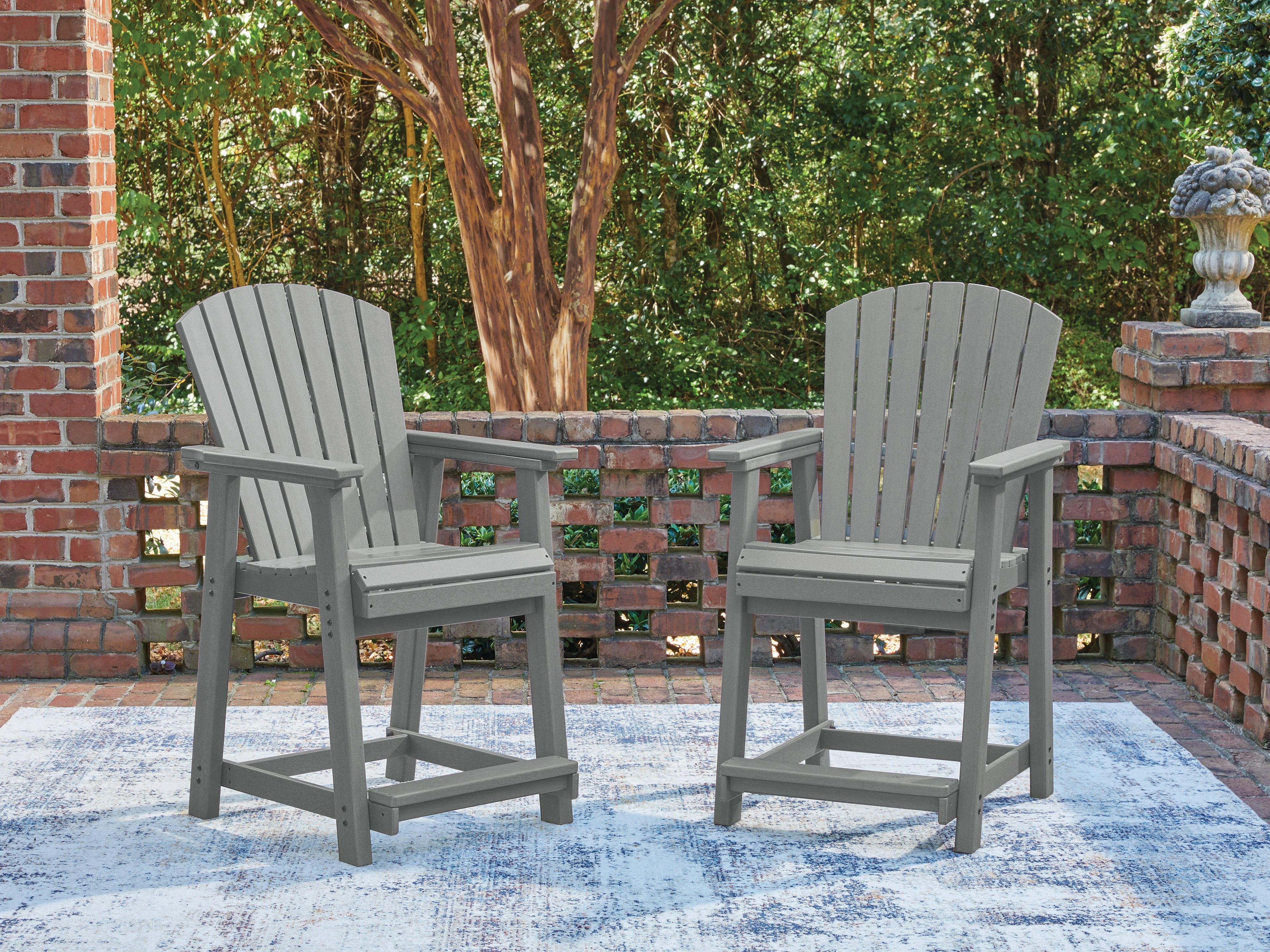 Sanctuary Beach Dark Gray Outdoor Counter Height Bar Stool (Set of 2) - PCP227-124