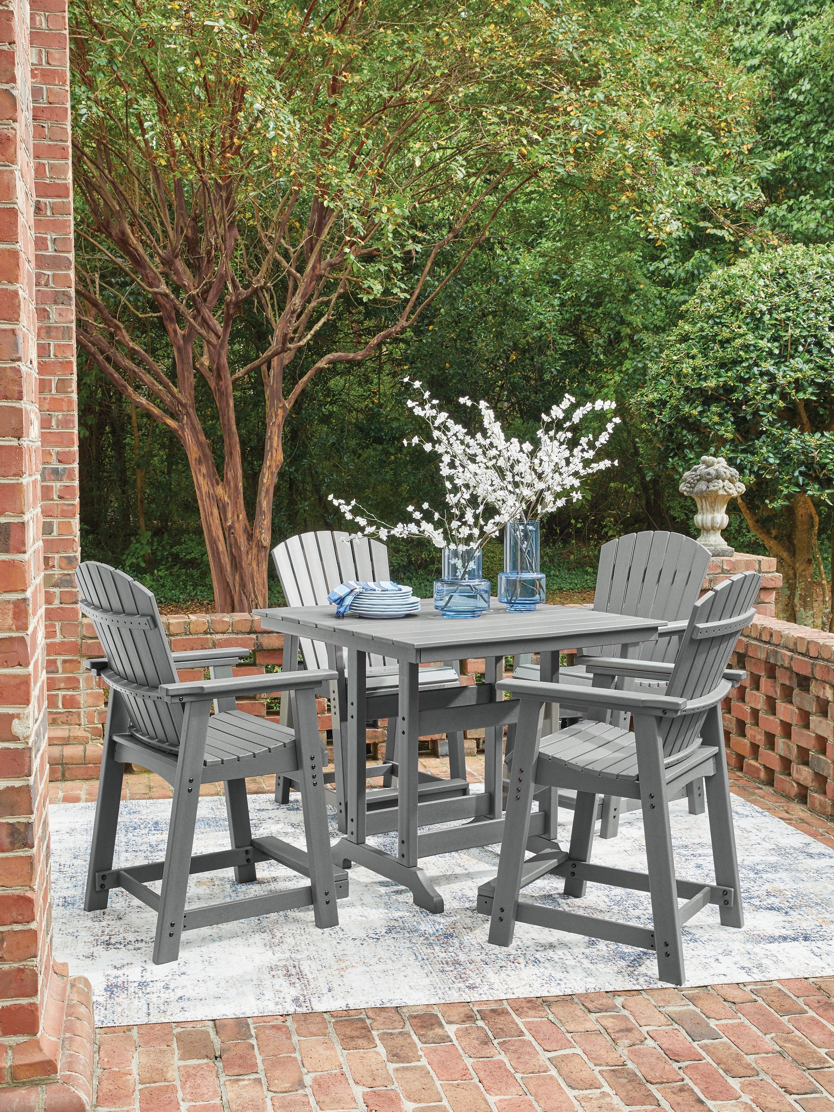 Sanctuary Beach Dark Gray Outdor Counter Height Dining Set from Ashley - Luna Furniture