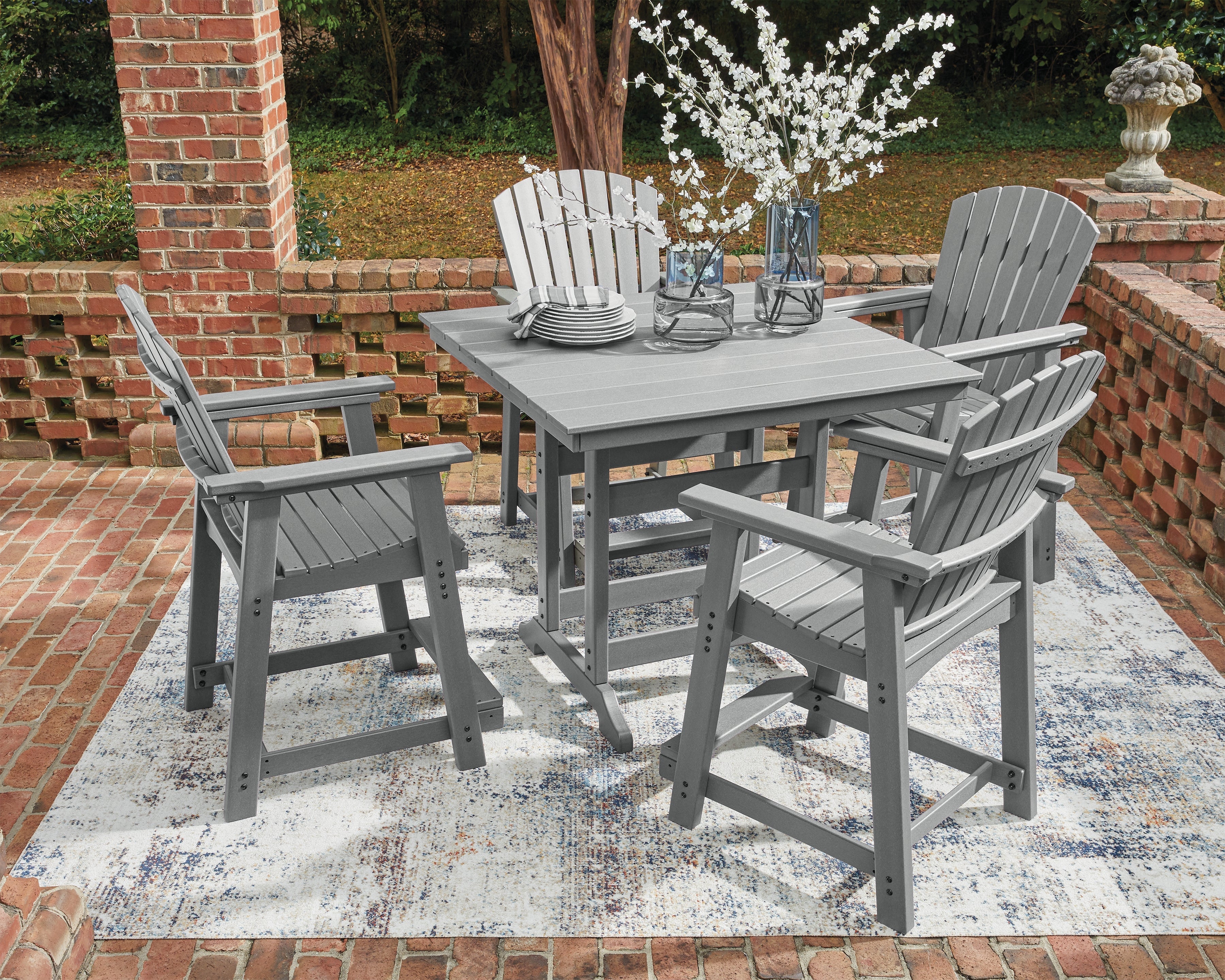 Sanctuary Beach Dark Gray Outdor Counter Height Dining Set from Ashley - Luna Furniture