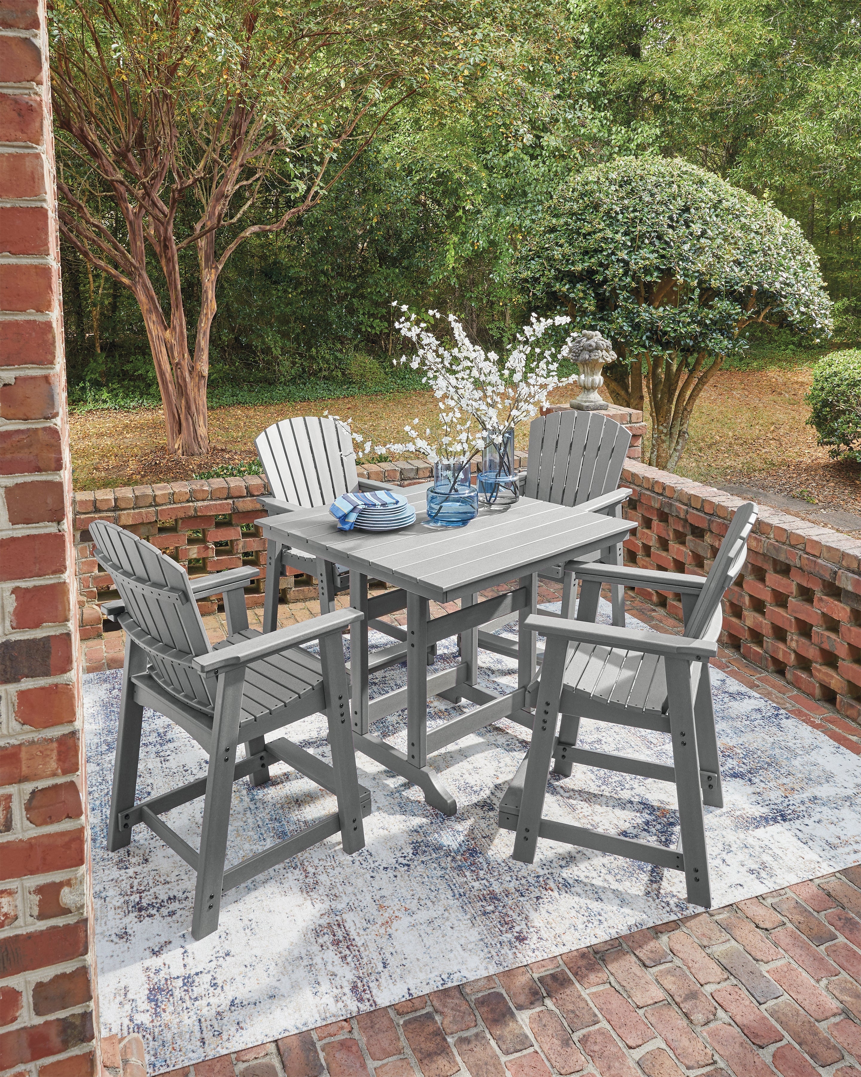 Sanctuary Beach Dark Gray Outdor Counter Height Dining Set from Ashley - Luna Furniture