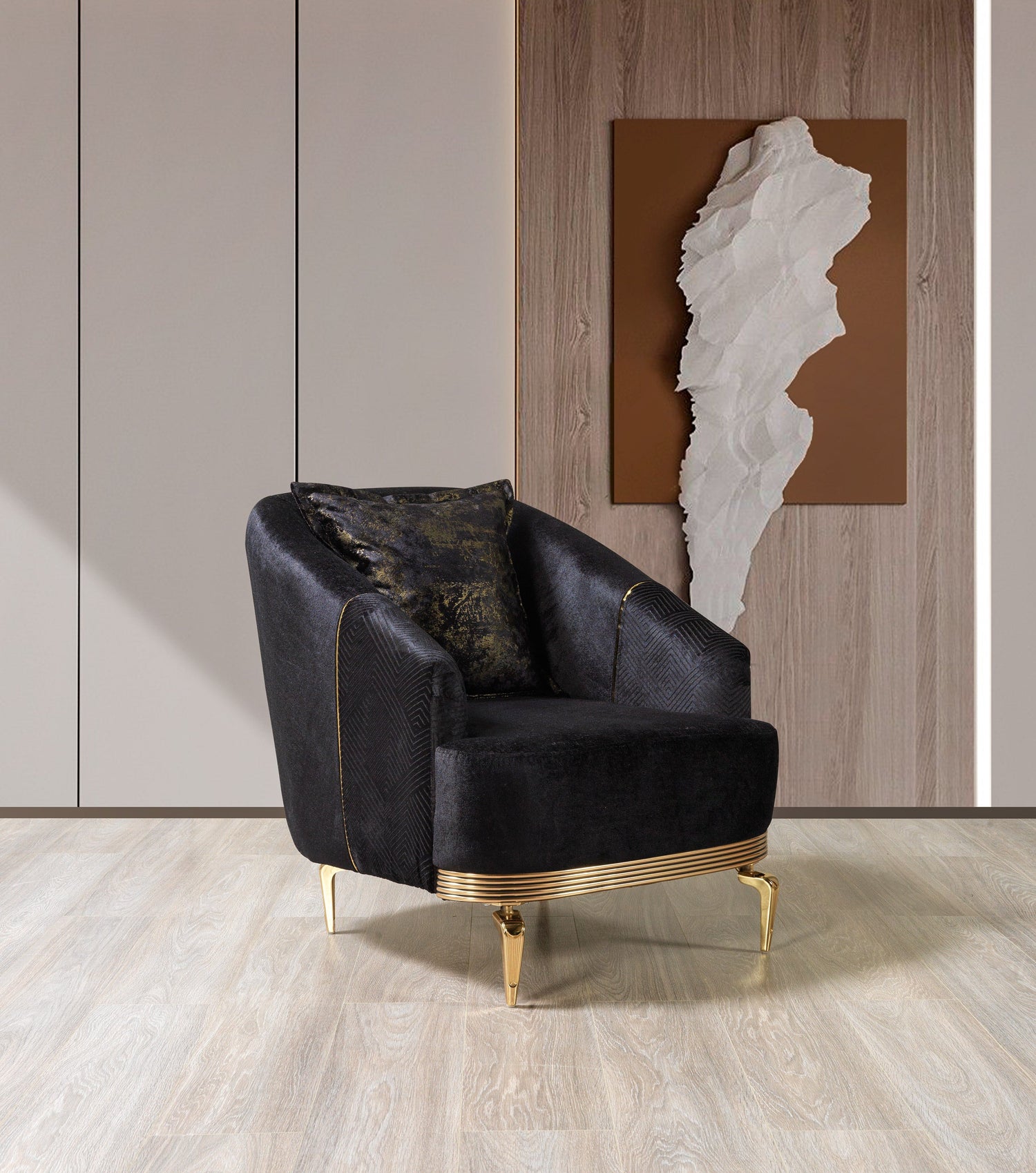 Santana Black Velvet Chair [ETA: 5/16] - SANTANABLACK-CHAIR