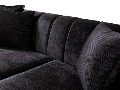 Santana Black Velvet Loveseat - SANTANABLACK-L