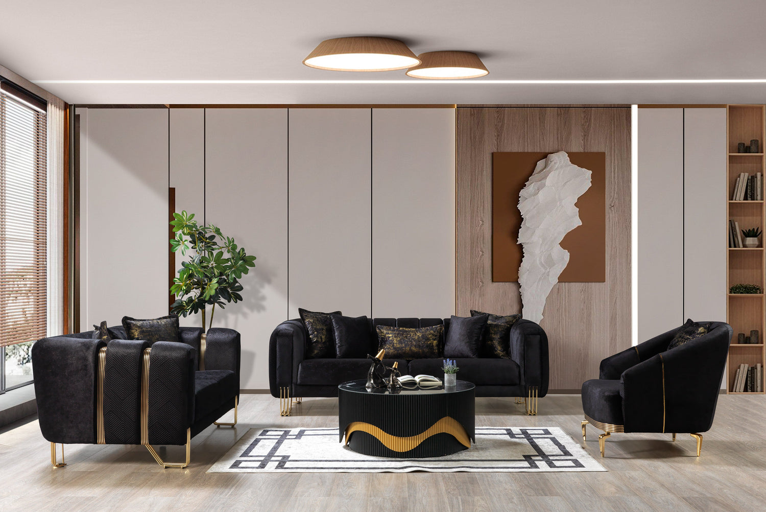 Santana Black Velvet Loveseat - SANTANABLACK-L