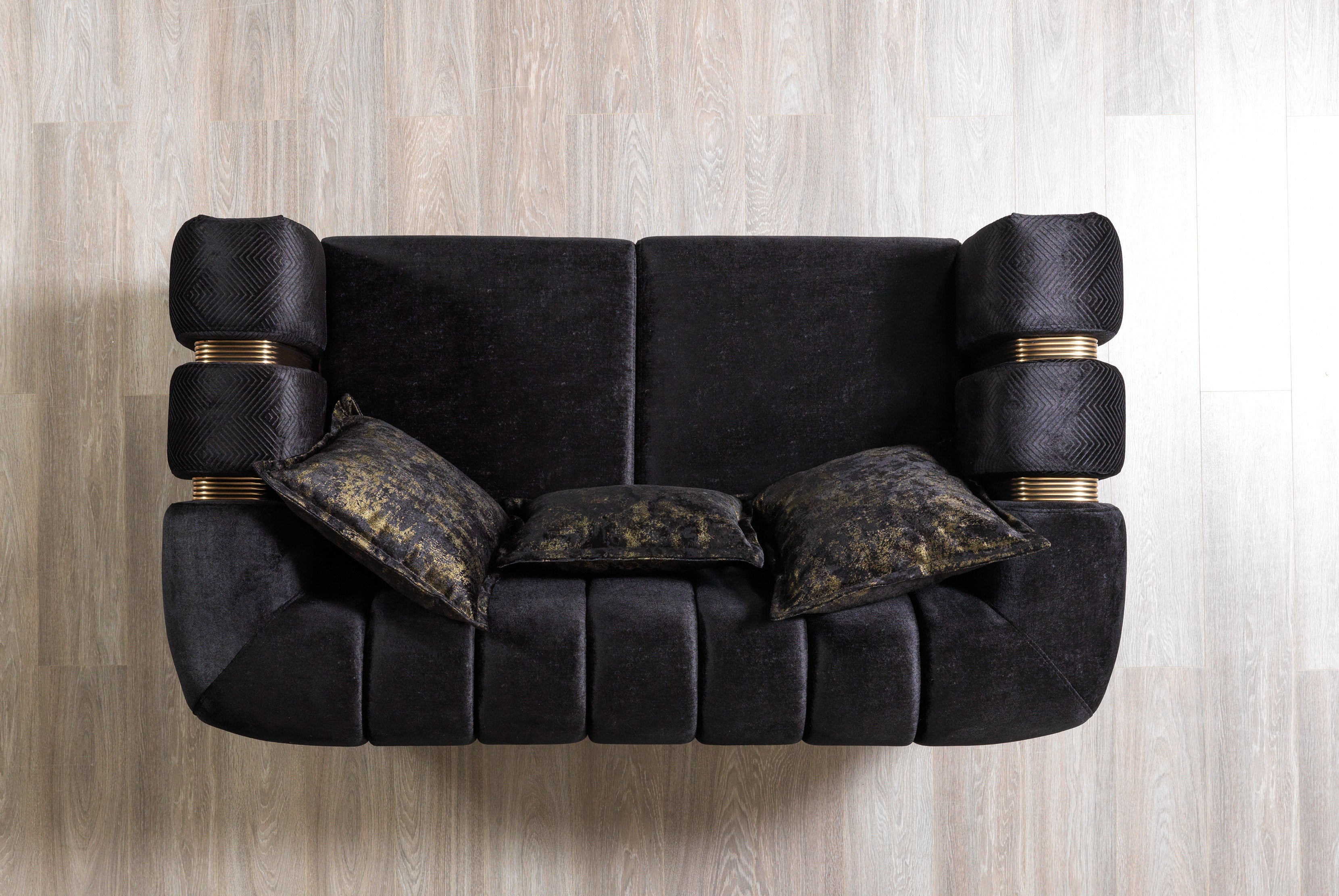 Santana Black Velvet Loveseat - SANTANABLACK-L