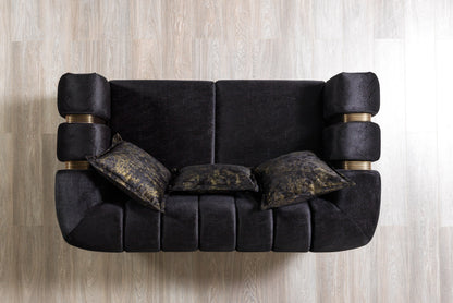 Santana Black Velvet Loveseat - SANTANABLACK-L