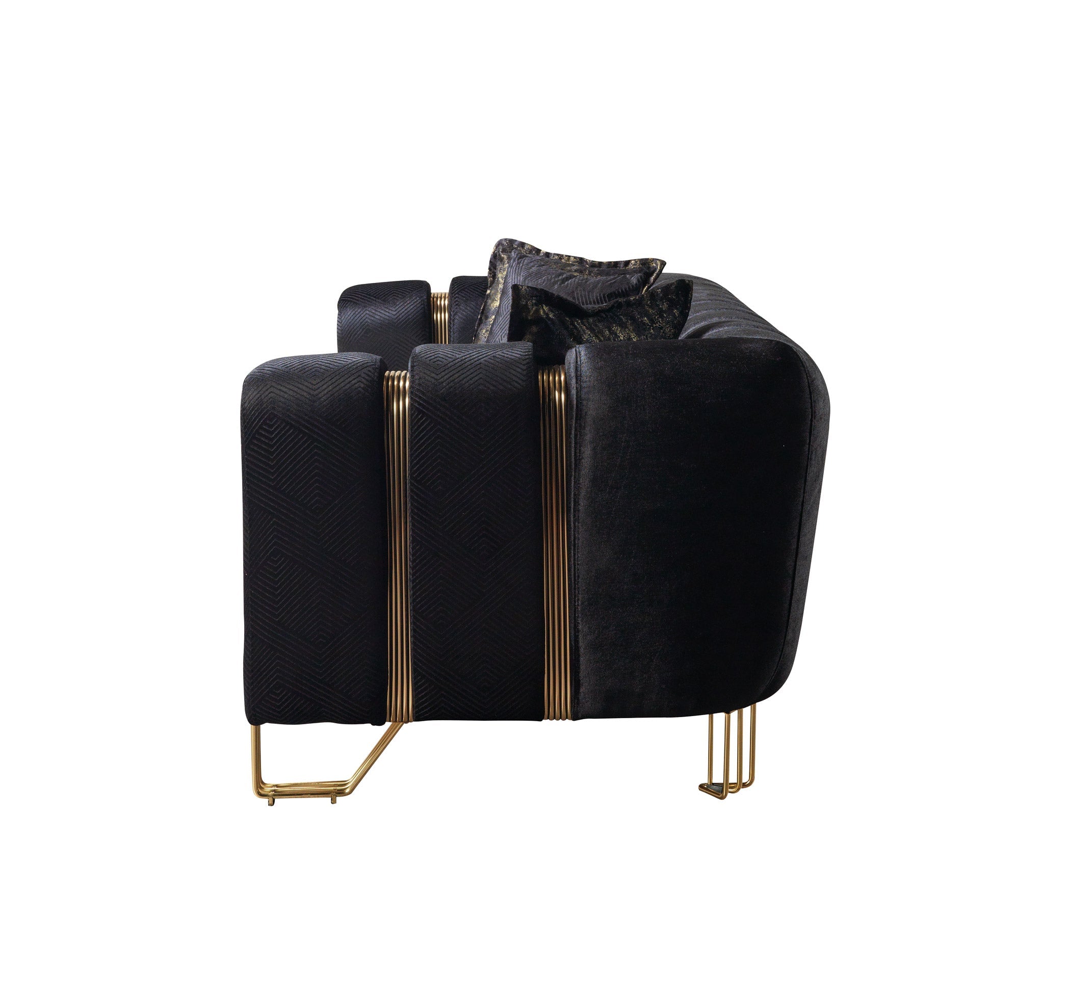 Santana Black Velvet Loveseat - SANTANABLACK-L